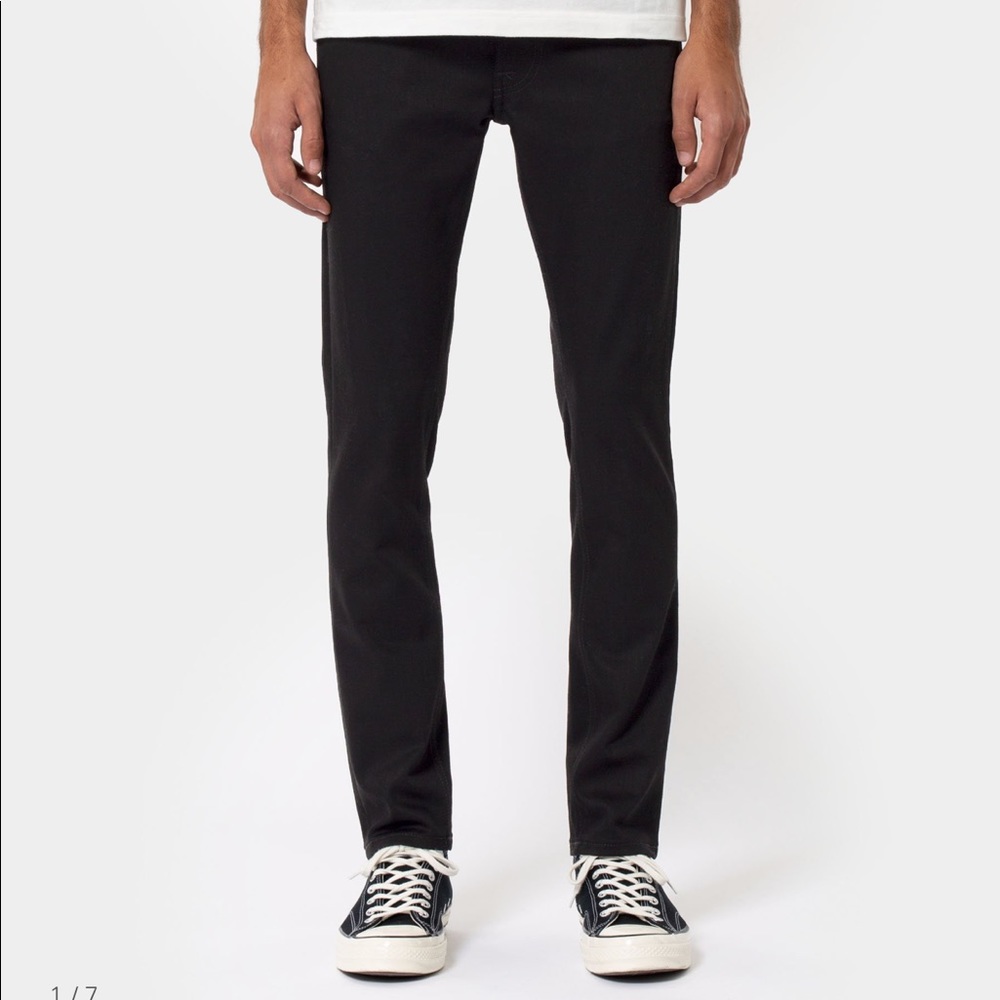 NUDIE JEANS MENS SKINNY ORGANIC BLACK JEANS NWOT